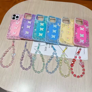 Maxun Kim Cương nạm Ống Kính Màu Epoxy Nhựa Bướm Long Lanh Vòng Đeo Tay Chuỗi Tương Thích iPhone/Vivo/Oppo Cô Gái Của Điện Thoại Trường Hợp - Product Image 1