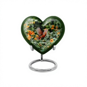 Vente chaude belle urne de crémation de coeur volant d'oiseau de cardinal pour l'urne décorative de souvenir de cendres humaines avec le support et le sac libre - Product Image 1