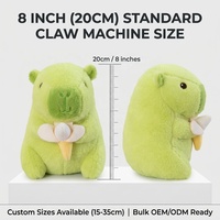 Peluche Capybara Vert Doux de 8 Pouces, Poupée en Peluche Tenant une Banane, Prix pour Machine d'Arcade de Centre Commercial, Vente Directe d'Usine