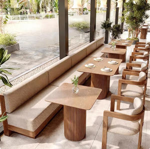 Muebles <span class=keywords><strong>de</strong></span> Restaurante, Sofá para Cafetería, Banqueta Semicircular para Comida Rápida, Juego <span class=keywords><strong>de</strong></span> Mesa y Sillas <span class=keywords><strong>de</strong></span> Madera para Comedor - Product Image 1