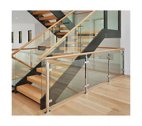 Rampe d'escalier moderne BNS en verre trempé sans cadre en acier inoxydable pour terrasse extérieure, balcon, piscine, escalier aquatique
