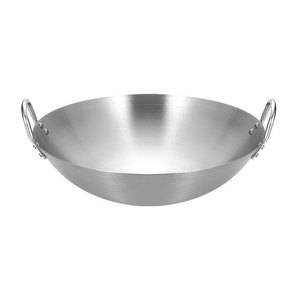 Wok en acier inoxydable à double anse, fond rond épaissi, 120 cm, usage commercial, sans revêtement - Product Image 2