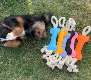 Jouet interactif pour chien en feutre avec nœud de corde, jouet à mâcher en forme d'os pour chiots et animaux agressifs, jouet d'entraînement à mâcher pour chien - Product Image 4