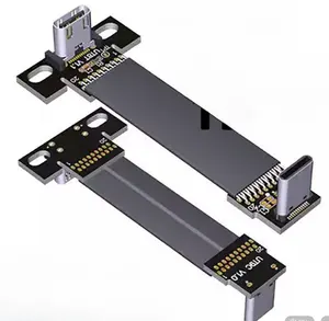 Kabel pita datar ekstensi USB 3.2 tipe-c, kabel sudut 90 derajat USB-C 20Gbps Internal USB 3.2 Gen 2x2 20P adaptor tipe C