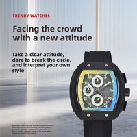 Reloj de Cuarzo Moderno para Hombre, Cristal Mineral, 46 mm, Resistente al Agua, Aleación, Silicona, Luminoso, Seis Agujas, Tres Esferas, Cierre Oculto con Botón