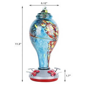 Comedero para Colibríes de Vidrio Resistente al Agua para Decoración de Jardín Exterior en Azul y Rojo - Product Image 2