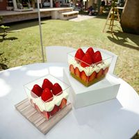 Mini boîte à gâteau en plastique jetable avec couvercle transparent pour l'emballage de biscuits et de tiramisu, pour boîte cadeau de bonbons, rangement
