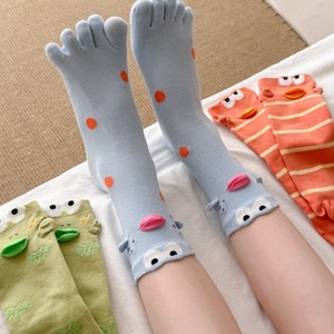Five-Toe <b>Socks</b> Mid-Calf Women Cotton Anime Cartoon Sweat-Absorbent Lounge <b>Socks</b> For Home Wear - Product Image 1