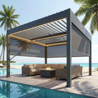 Pergola Bioclimatique Moderne en Aluminium Thermolaqué pour Jardin Extérieur, Terrasse, Toit à Lames Orientables Étanche, Style Antique
