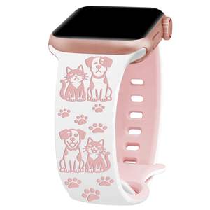 Correa de Silicona con Grabado de Animales para Apple Watch Series 10/9/8/7, Correa con Grabado de Gato y Perro para Apple Watch - Product Image 2