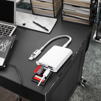 Lector de Tarjetas 3 en 1 para Android, Interfaz USB Externa, Adaptador de Memoria USB para Tarjetas TF y SD, Compatible con PC y Laptop