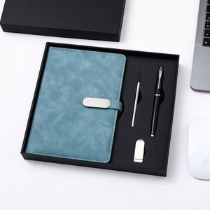 Juego de Regalo de Cuaderno A5 de Lujo, Agenda Personalizada de Cuero PU, Incluye Bolígrafo Metálico, Memoria USB y Caja - Product Image 5