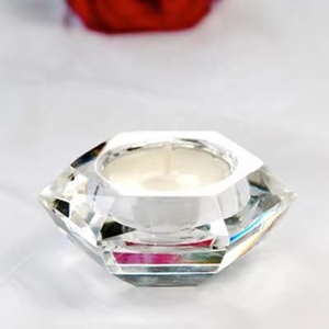 Portacandele a forma di luce da tè con diamante rotondo per matrimonio creativo portacandele Vintage in cristallo - Product Image 5