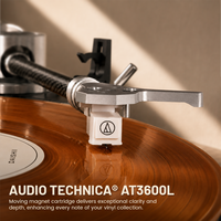 Centre musical avec tourne-disque sans fil, tourne-disque en aluminium et lecteur CD avec télécommande