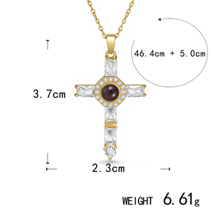 <span class=keywords><strong>Collana</strong></span> di <span class=keywords><strong>proiezione</strong></span> a croce personalizzata <span class=keywords><strong>con</strong></span> foto nascosta oro placcato gioielli religiosi regalo per uomini e donne ciondolo commemorativo - Product Image 6