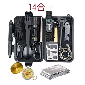 Kit de herramientas de supervivencia 14 en 1, equipo de emergencia multifunción para exteriores, acero inoxidable compacto para acampar, senderismo y aventuras - Product Image 2