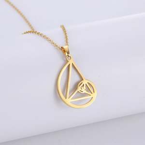 Collar con Colgante Geométrico de Círculo Espiral de <span class=keywords><strong>Fibonacci</strong></span> y Triángulo con Proporción Áurea, de Acero Inoxidable, para Mujer - Product Image 6