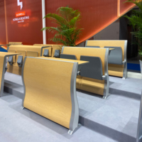 Collège Tip-up Table d'école et chaises Bureau d'école en bois avec chaises de classe en bois Sièges de salle de conférence avec bureau