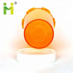 Botol Plastik Dram 30dr Cap Pill Kapsul Anti Anak, Wadah Botol Oranye Anti Anak