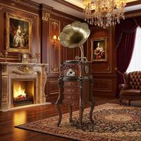 Phonographe rétro pour salon, lecteur de disques vinyles vintage, haut-parleur, style européen classique nostalgique