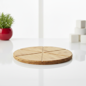 Tabla Redonda <span class=keywords><strong>de</strong></span> Bambú para <span class=keywords><strong>Cortar</strong></span> <span class=keywords><strong>Pizza</strong></span> con Guías Integradas, Bandeja <span class=keywords><strong>de</strong></span> Madera Natural para Servir <span class=keywords><strong>Pizza</strong></span>, Pan y Charcutería - Product Image 3