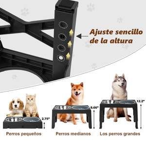 Comedouro Elevado para Cães 2 em 1 com Tigela de Aço Inoxidável, Ajustável em 5 Alturas - Product Image 5