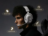 Auriculares Inalámbricos para Juegos MCHOSE V9 Turbo+ con Sonido Envolvente 7.1, Base de Carga Magnética, Baja Latencia, Bluetooth 2.4GHz, Micrófono con Cancelación de Ruido AI, RGB