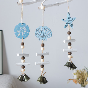 Carillon éolien en bois avec pendentif clochette, décoration intérieure pour salon, chambre, ornement côtier pour fête sur le thème de la plage - Product Image 1