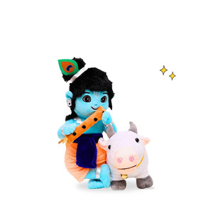Ensemble de jouets en peluche Lord Krishna avec vache, marque NOVAMART, figurines en peluche douces de dessins animés pour les enfants de 5 à 14 ans, décoration de la maison et cadeau d'anniversaire unisexe - Product Image 2