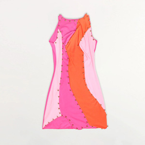 Ensemble 2 pièces tendance été pour femme : Crop top sexy à contraste de couleurs et robe décontractée perlée - Product Image 4