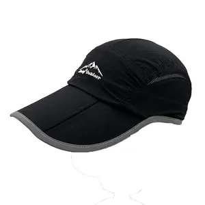 RTS便携式快干聚酯户外防晒纯色爸爸帽高尔夫球帽带反光帽檐和风夹棒球帽