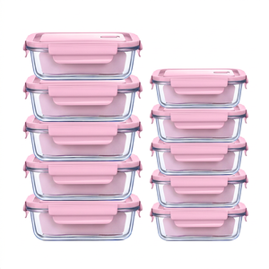 Juego de Utensilios de Cocina Rectangulares de Vidrio Borosilicato, Resistentes al Calor, Aptos <span class=keywords><strong>para</strong></span> Microondas, Aptos <span class=keywords><strong>para</strong></span> Lavavajillas, Libres de BPA, Ecológicos, Herméticos - Product Image 1