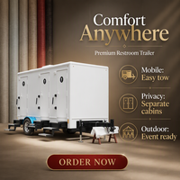 Remorque Sanitaire Commerciale à 4 Cabines, Sanitaires Portables Modernes, Remorque Sanitaire Mobile de Luxe avec Douche à Vendre