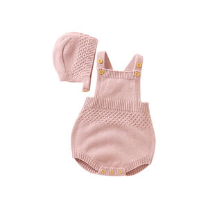 Grosir Pabrik Musim Panas 0-24 bulan pakaian bayi balita baru lahir pakaian bayi <span class=keywords><strong>2</strong></span> buah Set Romper Suspender Bodysuit dengan tudung - Product Image 1