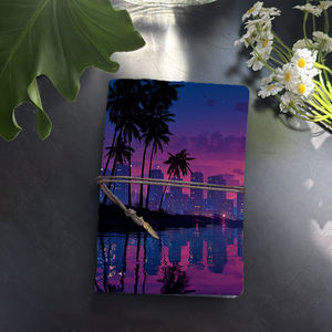 Cahier de notes A6 fait à la main Design Vintage fermeture à cravate 160 Pages doux <span class=keywords><strong>cadeau</strong></span> d'anniversaire pour <span class=keywords><strong>filleul</strong></span> 16 ans + avec palmiers Cityscap - Product Image 1