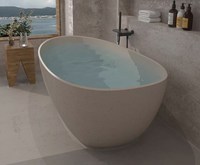 Baignoire de trempage en pierre de travertin artificiel autoportante Texture de roche Surface solide Baignoire intérieure confortable