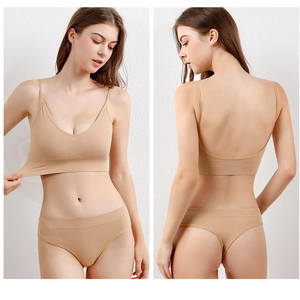 Sexy Thong Low <strong>Waist</strong> Panties Wire Free Bra Bralette Lingerie Brassiere Cotton Female <strong>Underwear</strong> Women Seamless Bra Set - Product Image 5