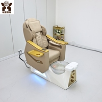 Fauteuil de pédicure de luxe en cuir PU, inclinable électriquement, avec spa pour les pieds, fauteuil de massage avec accoudoirs, station de pédicure pour salon de manucure