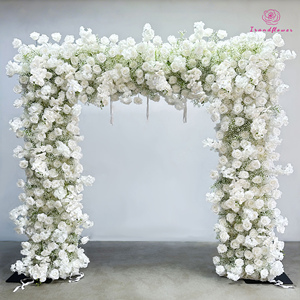 Arco de Flores Artificiales de Seda Blanca Cuadrado de 8 pies, Fondo Floral para Ceremonias de Boda y Eventos - Product Image 5