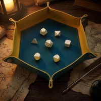 Boîte de rangement pliable en cuir PU faite à la main, forme hexagonale, à un seul niveau, pour dés, bijoux, clés, organisateur de bureau