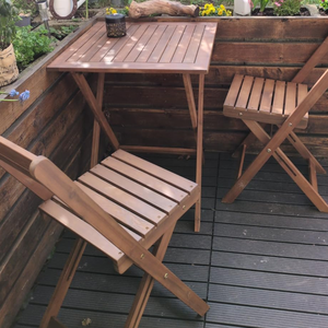 Ensemble de meubles de jardin Combohome 3 pièces pour petits balcons, ensemble de balcon en bois, chaise et table pliantes en bois massif pour jardin - Product Image 4