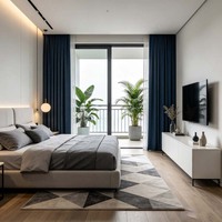 Cortinas Opacas para Oscurecer Habitaciones, Ignífugas, Personalizadas, Motorizadas, con Control Remoto Inteligente, para Oficina, de Poliéster/Lino, Modernas
