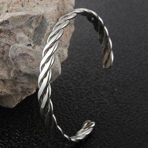 yunnique Titanium Steel Twisted <b>Rope</b> Open <b>Bracelet</b> For Men And Women Fashion Jewelry 280721 - Product Image 2