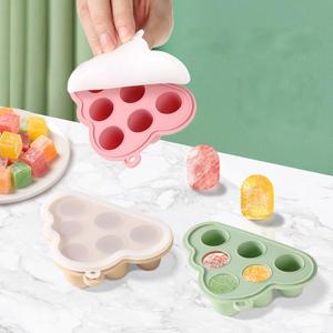 Food Grade Reusable Flexible Silicone Ice <b>Cube</b> Tray with Fruit Feeder BPA Free Eco-Friendly Custom Logo for 0-12 Months Baby - Product Image 6