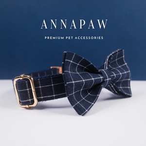 Conjunto de Correa y Collar Personalizado para Perro con Lazo de Terciopelo Azul Sólido, Etiqueta con Nombre, Collar para Perro con Lazo, Conjunto de Collar Personalizado para Cachorro Grande/Pequeño - Product Image 3