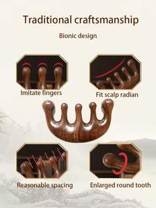 Luma özel toptan en doğal yeşil Sandal derisi tarak kafa masaj Sandal ahşap saç tarağı kadınlar için - Product Image 3