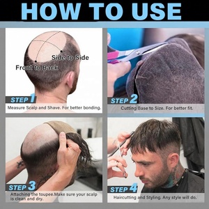 Système de remplacement capillaire pour hommes, toupet afro bouclé, base en soie, fermeture en dentelle complète, 100% cheveux humains indiens - Product Image 5