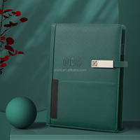 Carnet de notes en cuir ZMHQ avec chargeur intégré, format A5, bloc-notes avec batterie externe sans fil intégrée