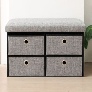 Banco Otomano Plegable Incluye Cubierta Cubby Cajón Reposapiés con Cajones - Product Image 4