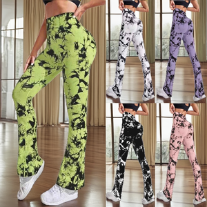 Women's High Waist Elastic Plus Size Wrinkle-Resistant Spandex/Nylon Solid Wide Leg <b>Hip</b>-Lifting Full-Length 220g Yoga - Product Image 2